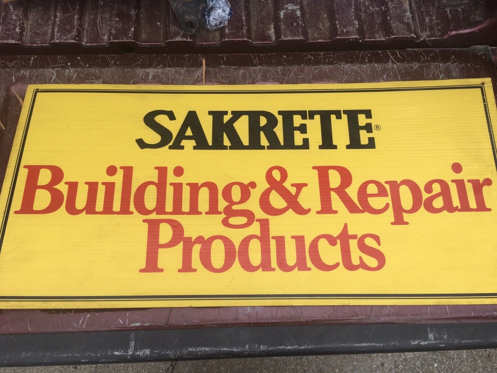 Vintage Corrugated Plastic Sakrete Concrete Building And Repair Sign