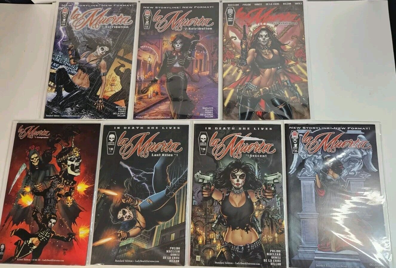 La Muerta Coffin Comics Set Of 7 Comics - 2 Signed By Brian Pulido W/ COA NM 