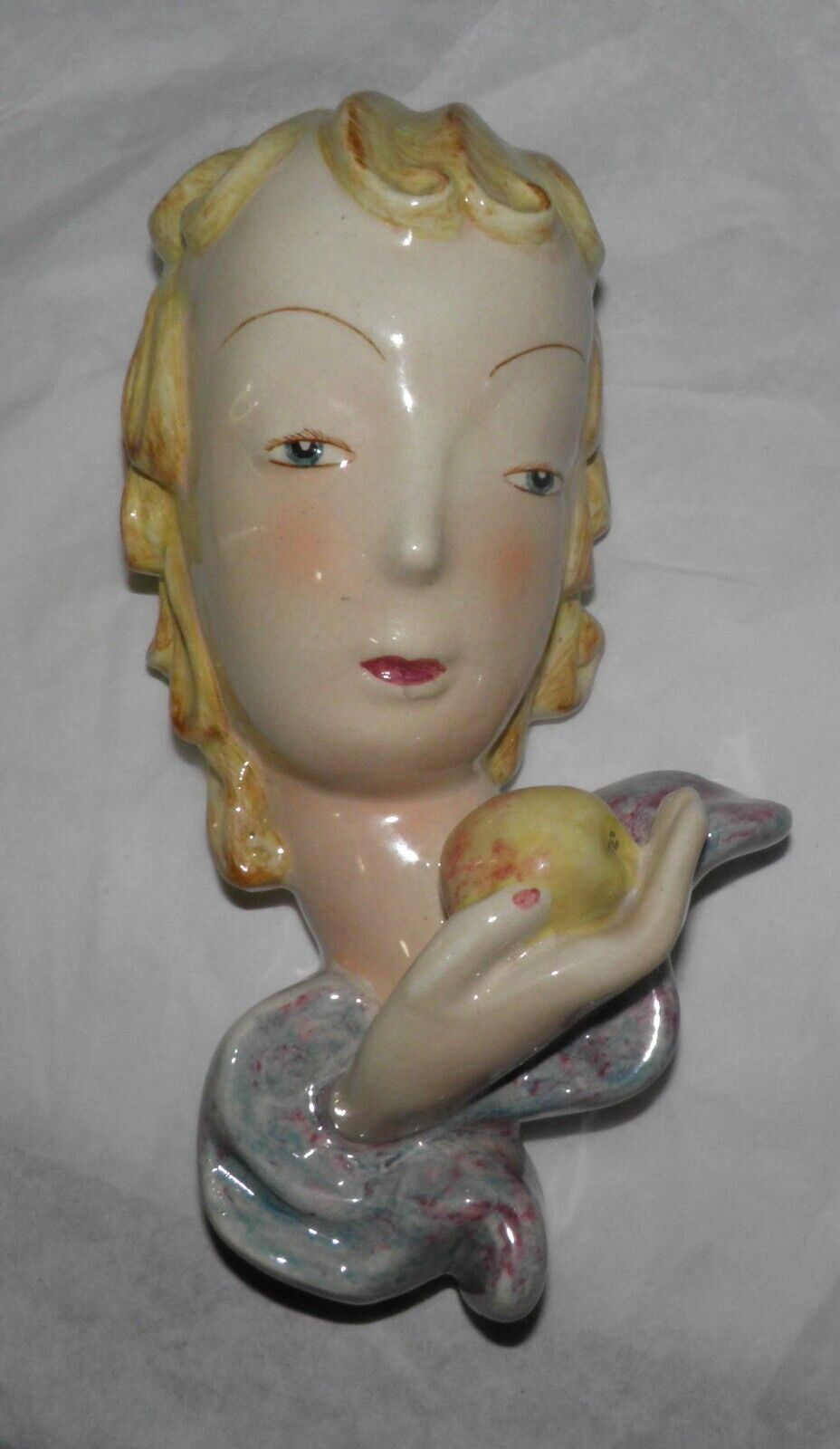 RARE Antique GOLDSCHEIDER Staffordshire England EVA Lady With Apple WALL MASK
