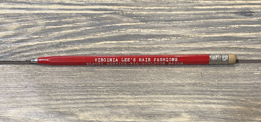 Vintage Virginia Lees Hair Fashions Beauty Service Red Pen with Eraser