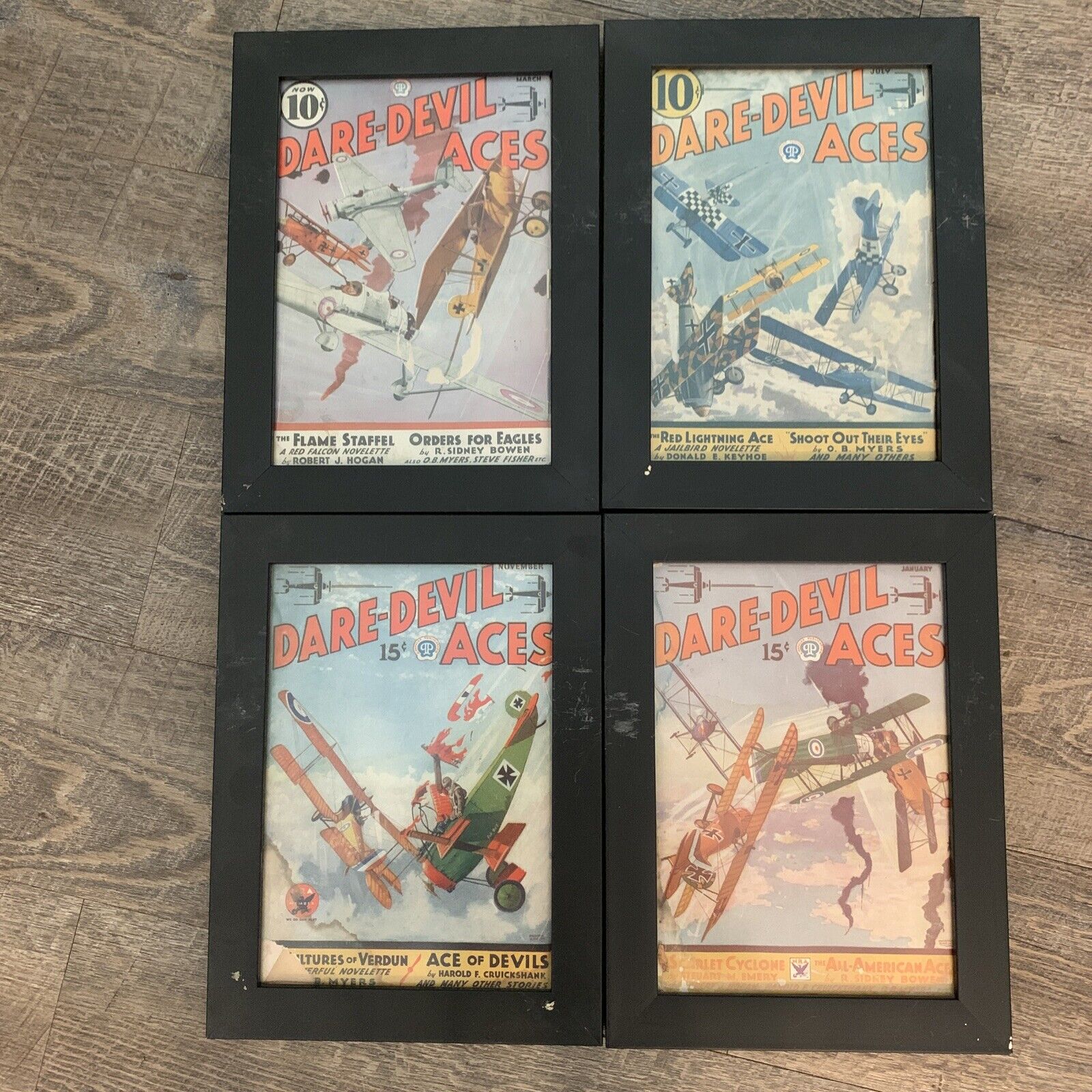 4 professionally framed DARE-DEVIL ACES comic books