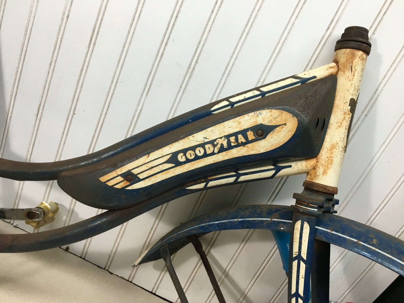 Vintage 1940s 50s Girls Goodyear Bicycle With Gas Tank Goodyear Sign Wall Art 