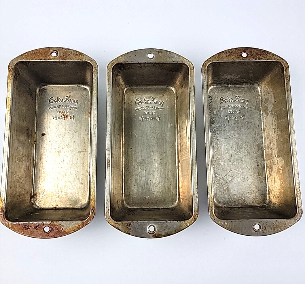 Set of 3 Vintage Bake King Loaf Pans No. H2 Bread Baking King of Bakeware Pan