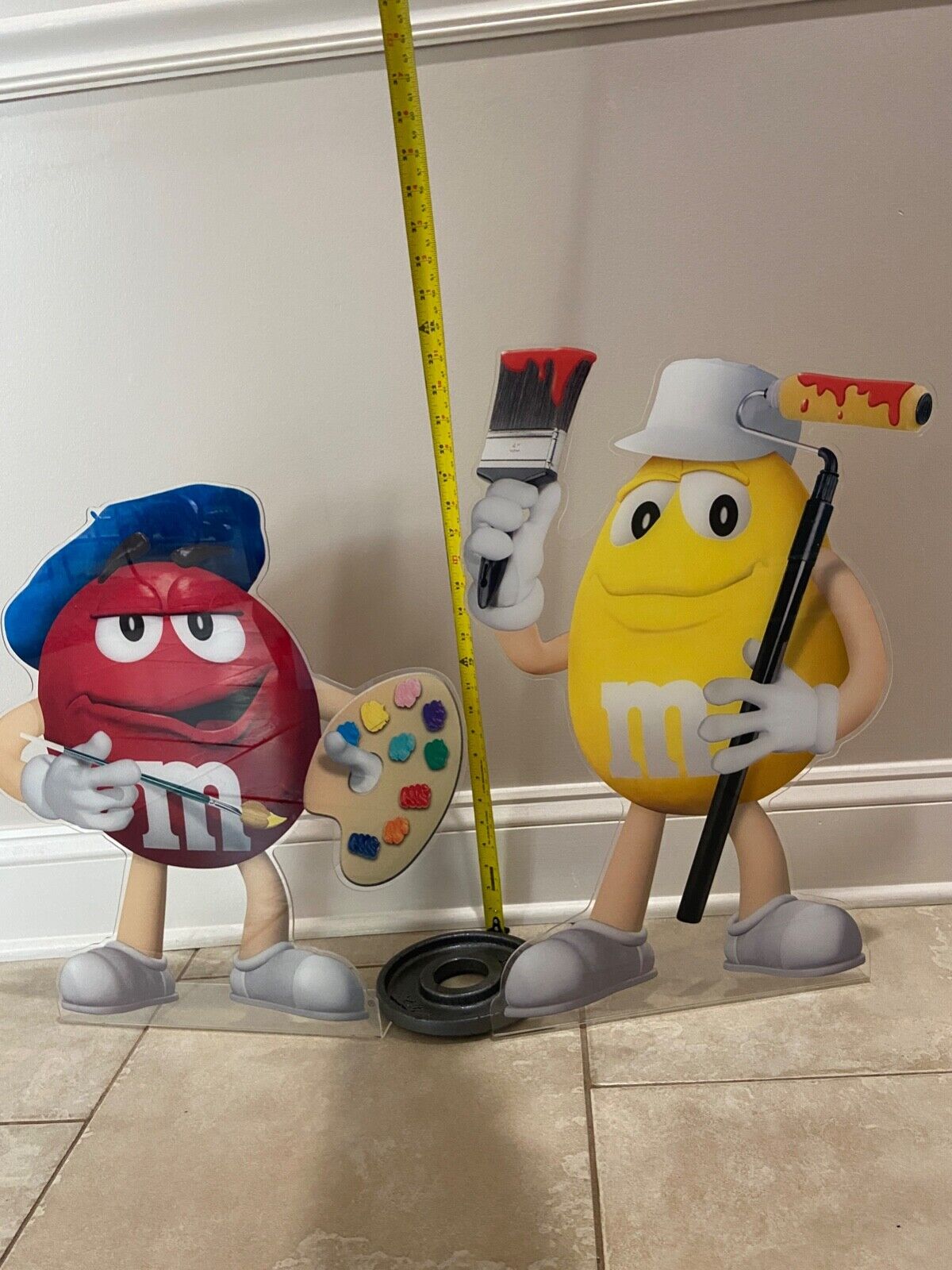 M&M Chocolate Candy Store Display Characters, Red & Yellow 2D acrylic figures 