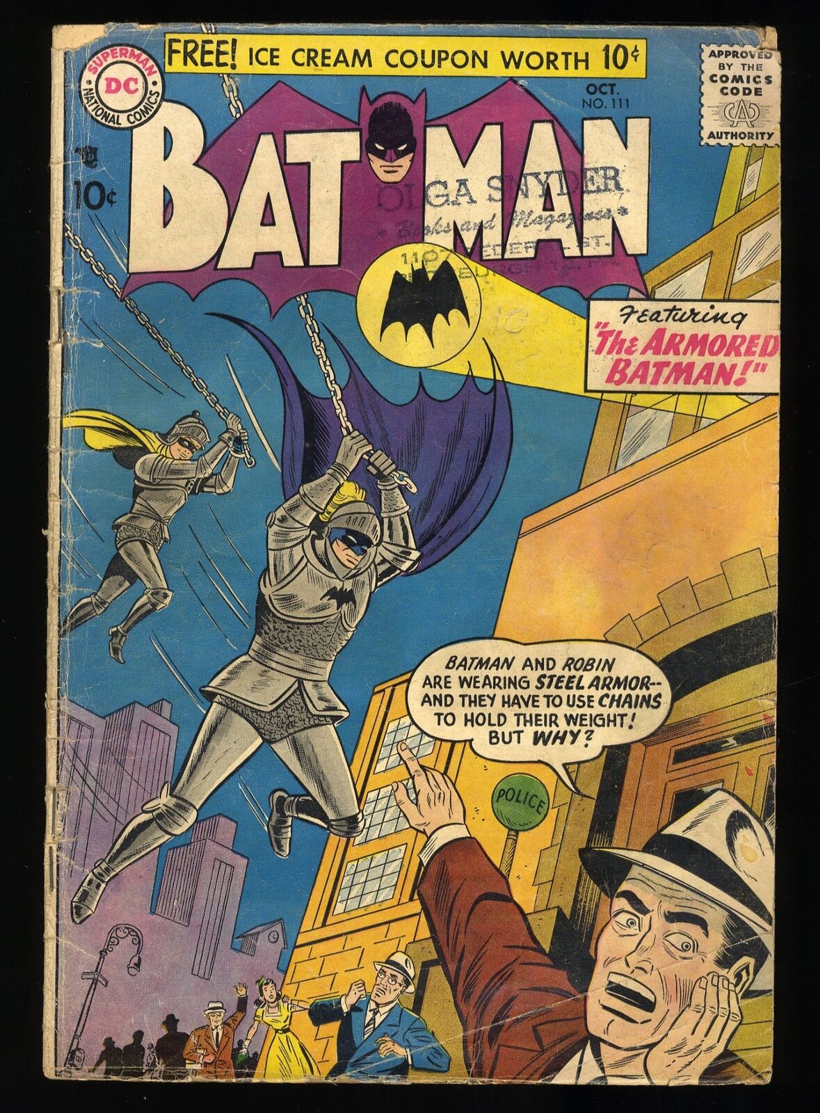 Batman #111 GD+ 2.5 Early DC Comics The Armored Batman Story DC Comics 1957