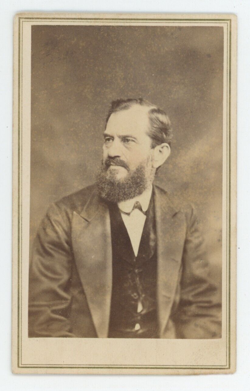 Antique CDV Circa 1860s Older Man With Beard Wearing Suit Kilgore Belfast, ME