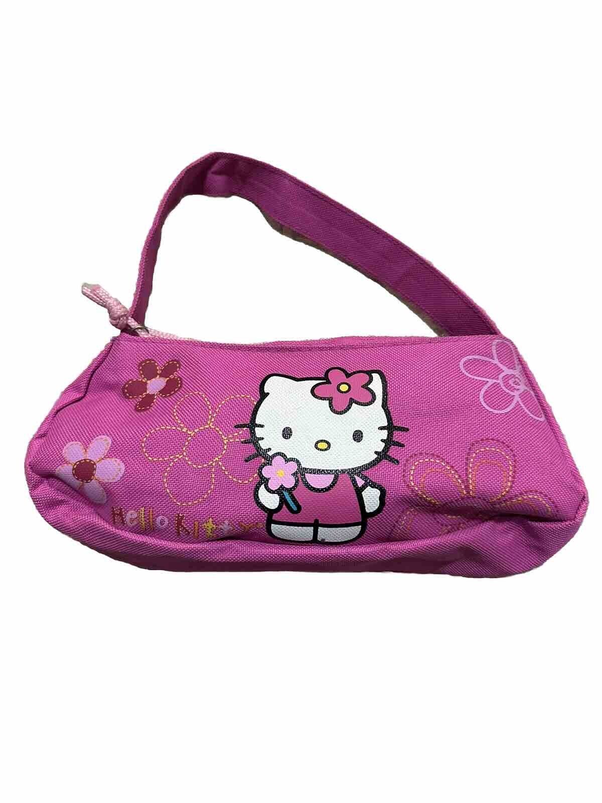Hello Kitty Mini Purse Flowers VTG Y2K Pink Sanrio 2007 Authentic Floral Zip