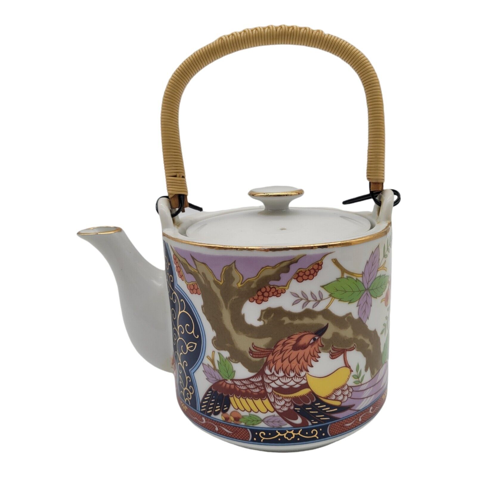 Imari Ware Teapot Phoenix Fenghuang Bird Design Braided Handle