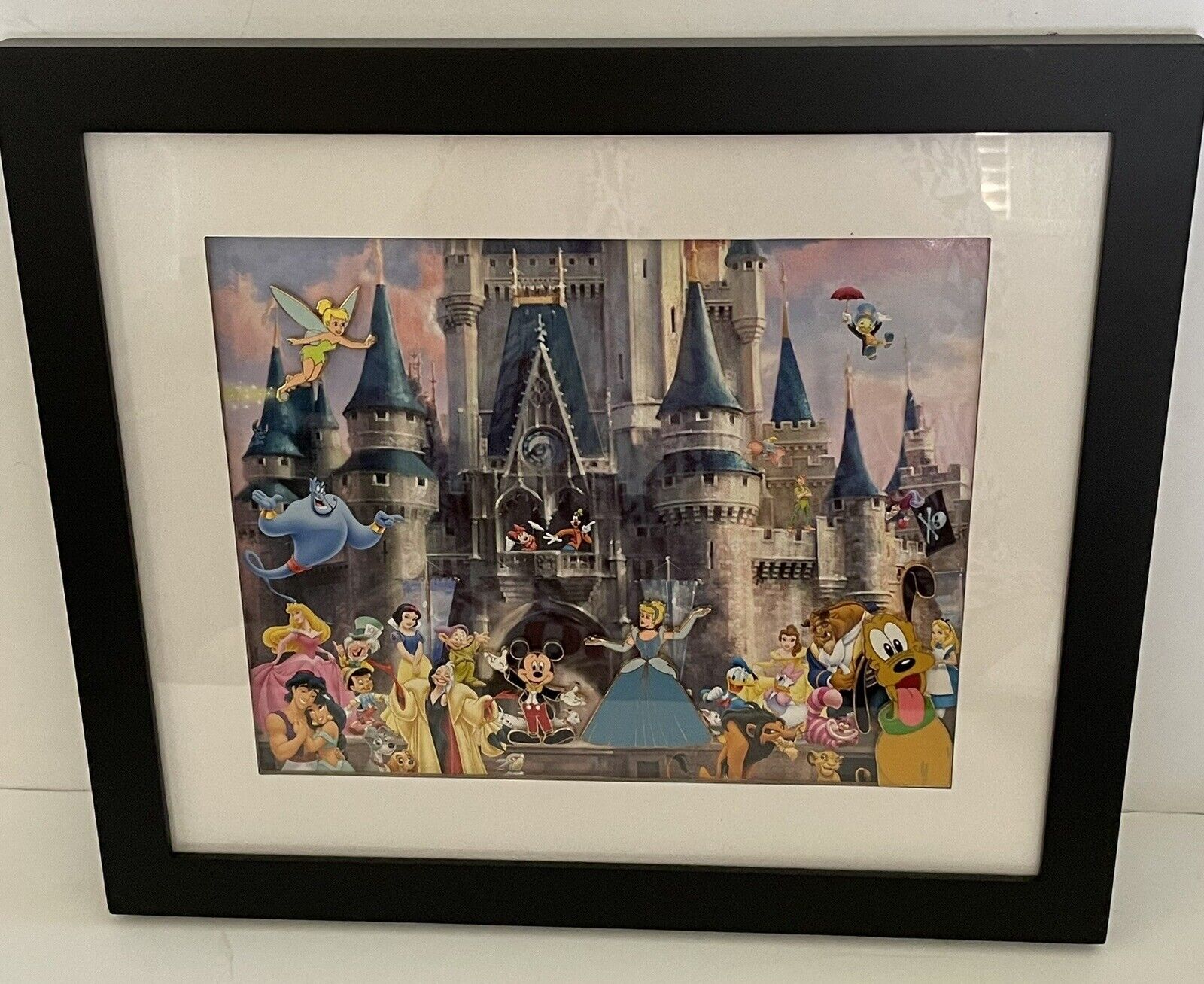 Disney Cinderella Castle Framed With 4 Character Pins NEW From My Collection