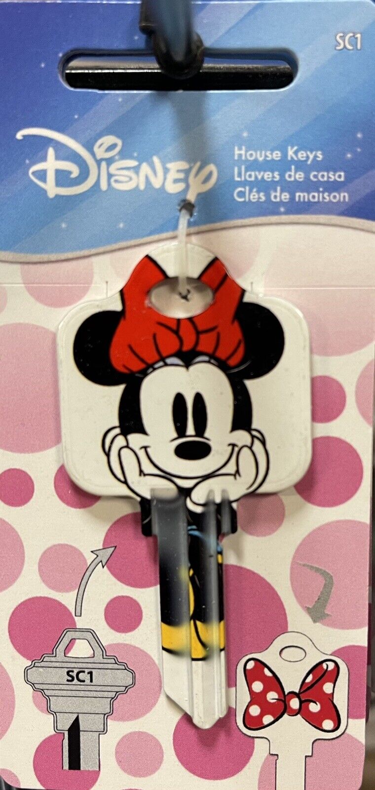 Minnie Mouse Shape  Key Blank House Key SC1 Schlage 3D Painted Key Blank Overszd