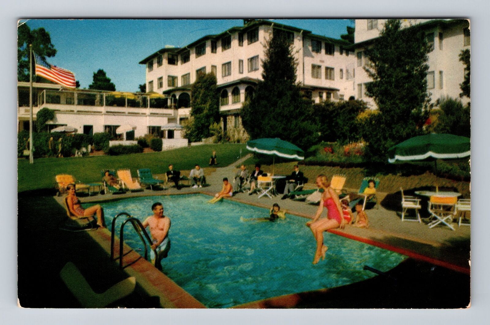 Carmel by the Sea CA-California, La Playa Hotel Heated Pool Vintage Postcard