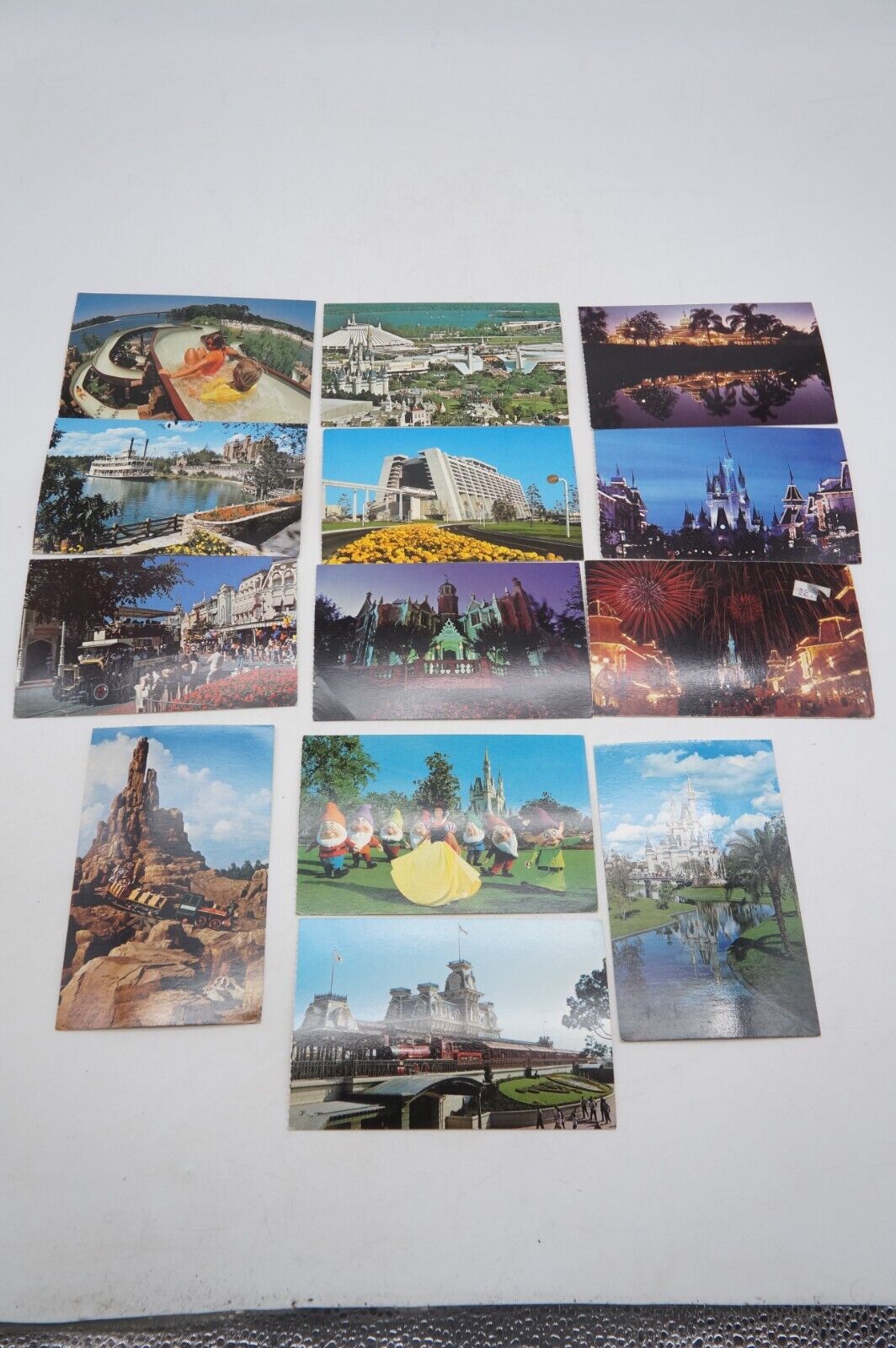 Vintage Walt Disney World Post Card Lot of 13 Cinderella Castle Snow White Train