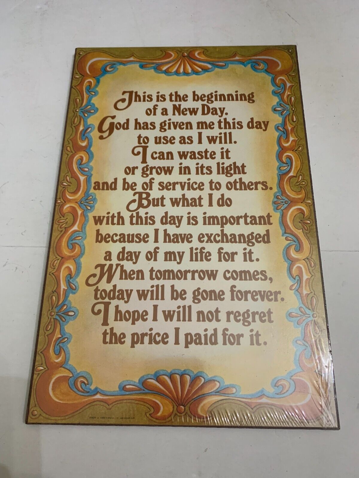Vintage Abbey Press Beginning Of A New Day Prayer Wood Wall Plaque