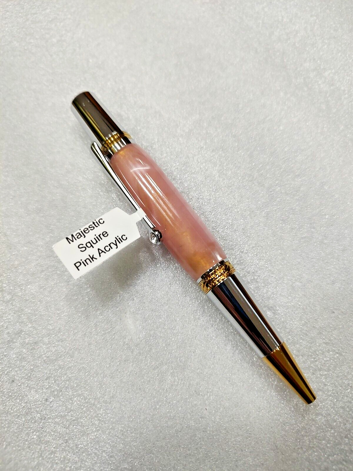 Hand Crafted, Custom Made, Aquabright Pink Pearl, Majestic Squire Twist Pen