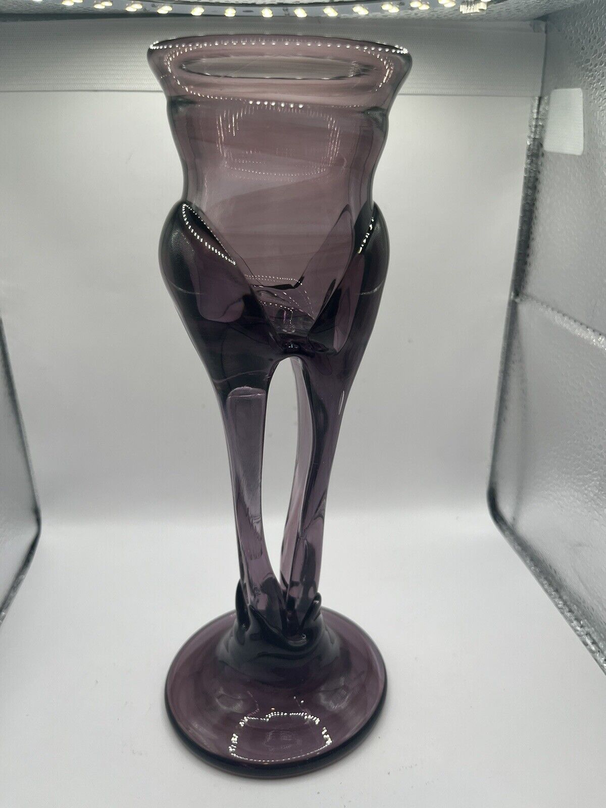 James Wayne Glass Goblet Art Cup Chalice Amethyst Purple Signed Hand Blown