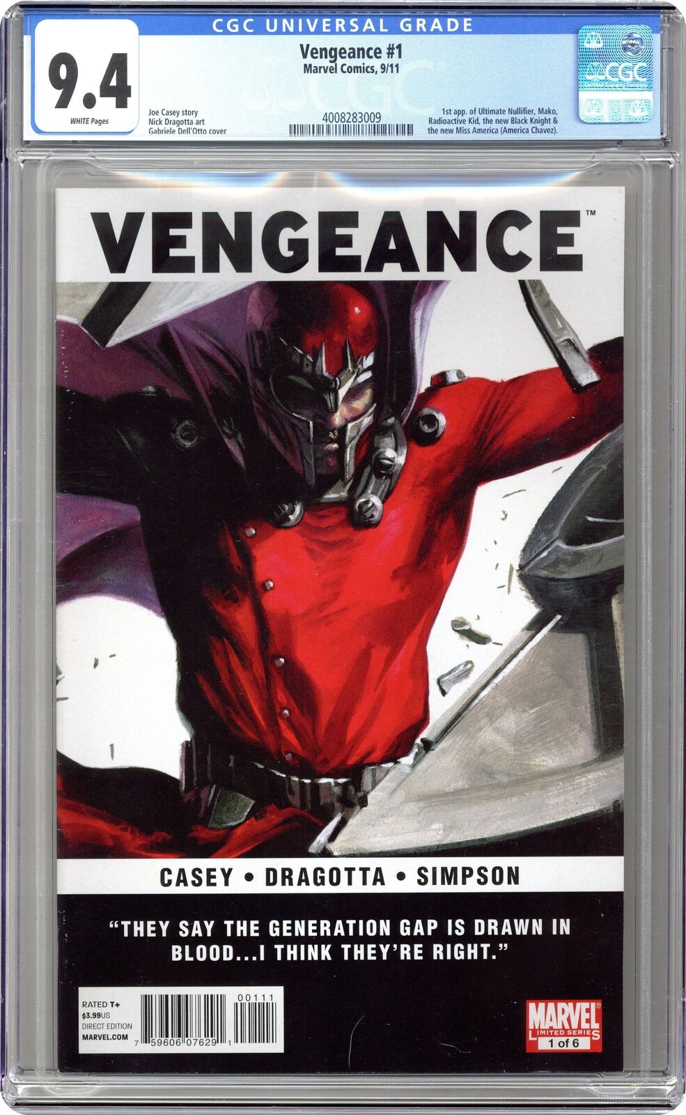 Vengeance 1A Dell'Otto CGC 9.4 2011 4008283009 1st Appearance of America Chavez