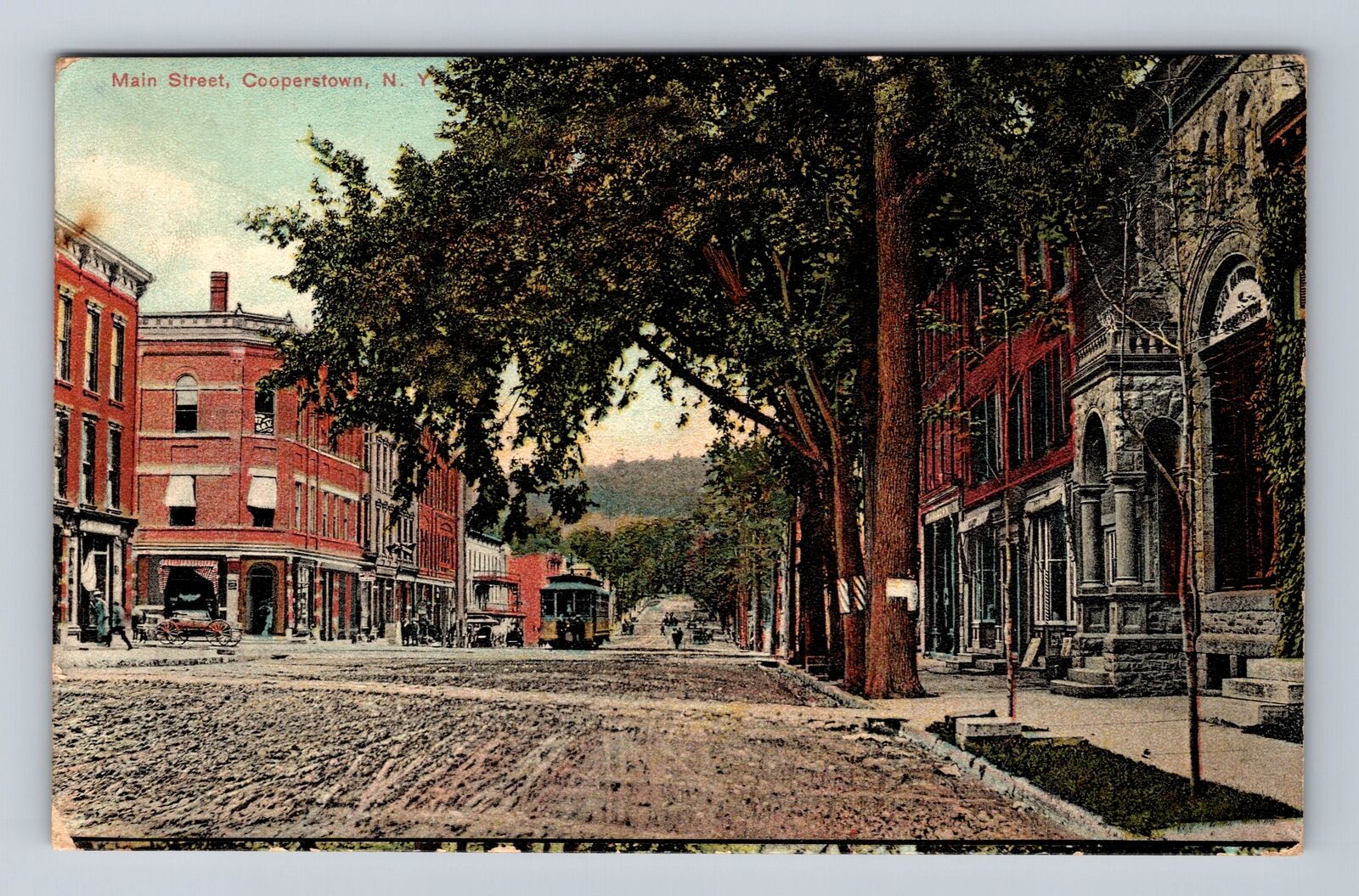 Cooperstown NY-New York, Scenic View Of Main Street, Antique, Vintage Postcard