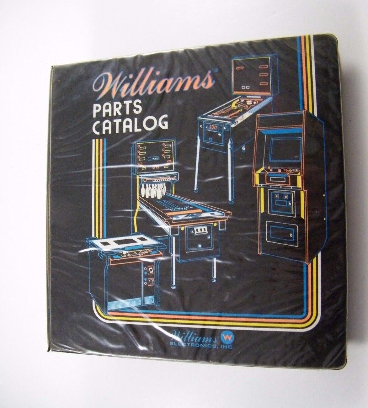 WILLIAMS PINBALL PARTS CATALOG BINDER, BLACK COVER, ORIGINAL OEM