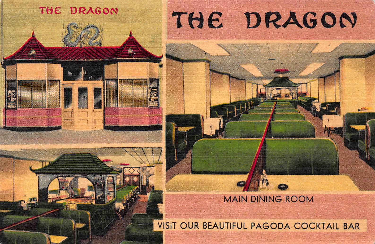 The Dragon Chinese Restaurant, Washington, D.C., Early Linen Postcard, Unused