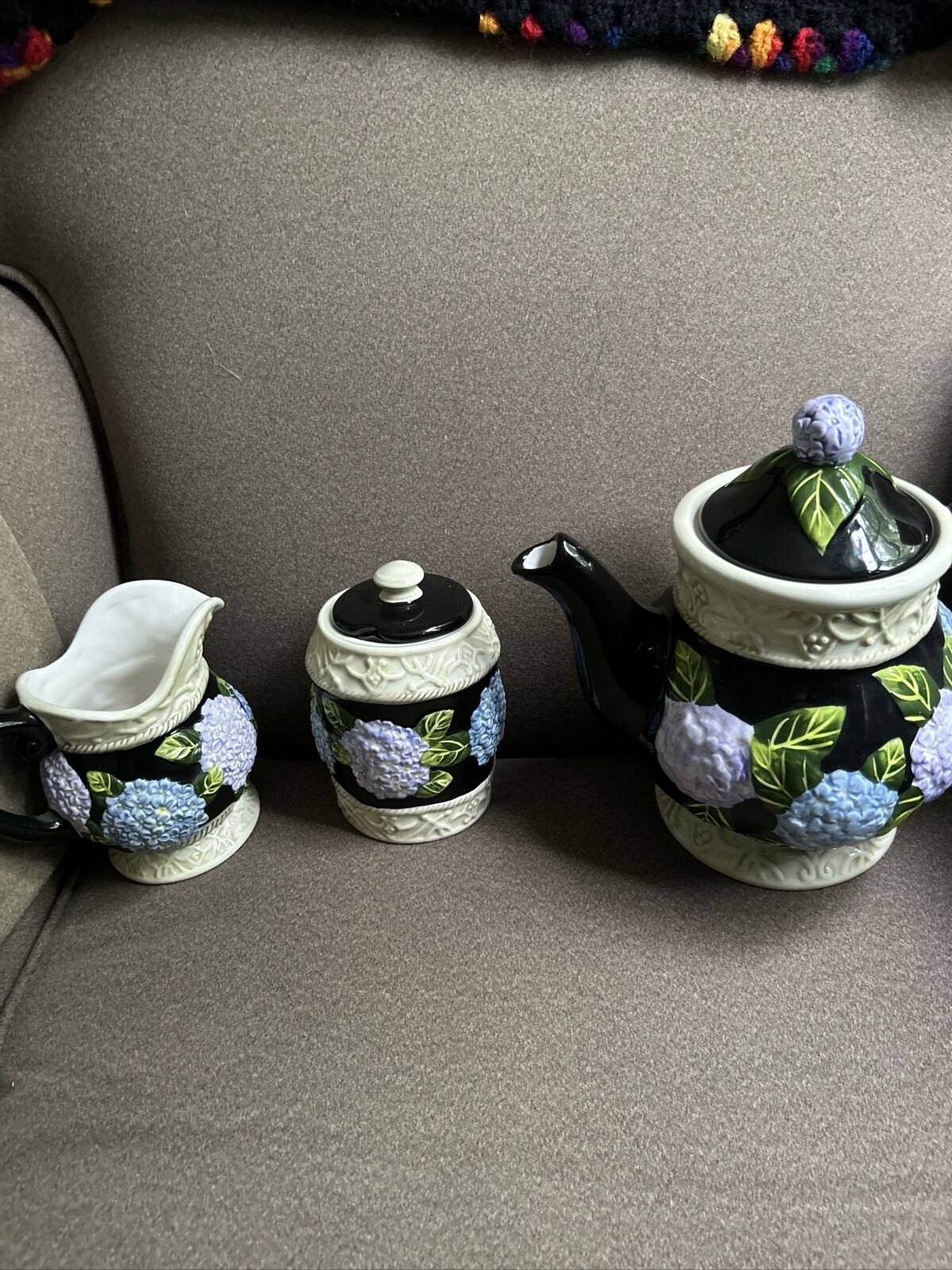 Annie Danielson MWW Market - Hydrangeas Teapot/CoffeePot 8 1/2” W Creamer Sugar