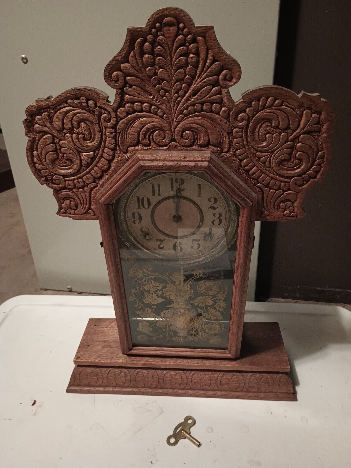 Antique E Ingraham Parlor Gingerbread Mantle Clock **Read**