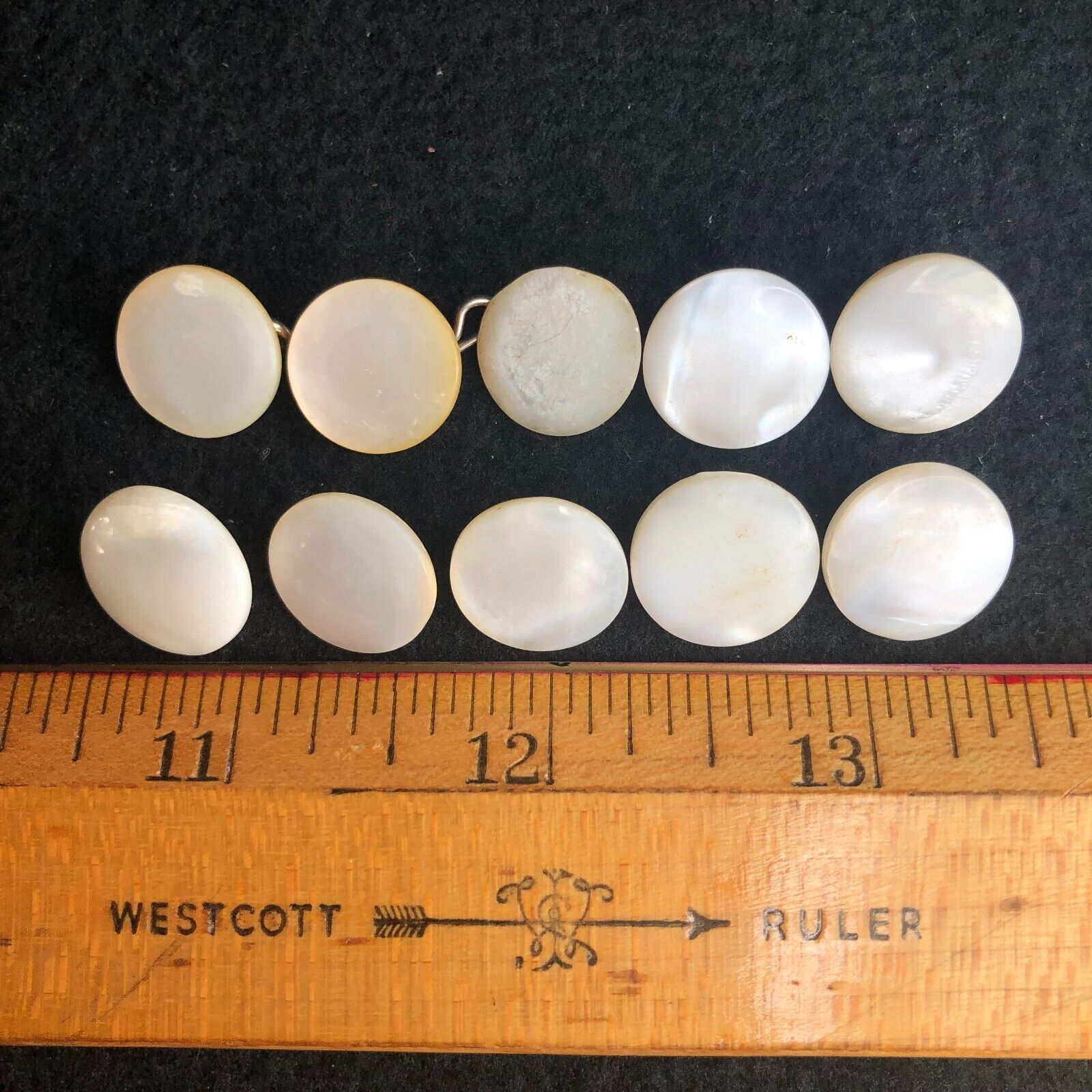 Vintage Mother of Pearl Buttons 10 Shell Shank Back 5/8\