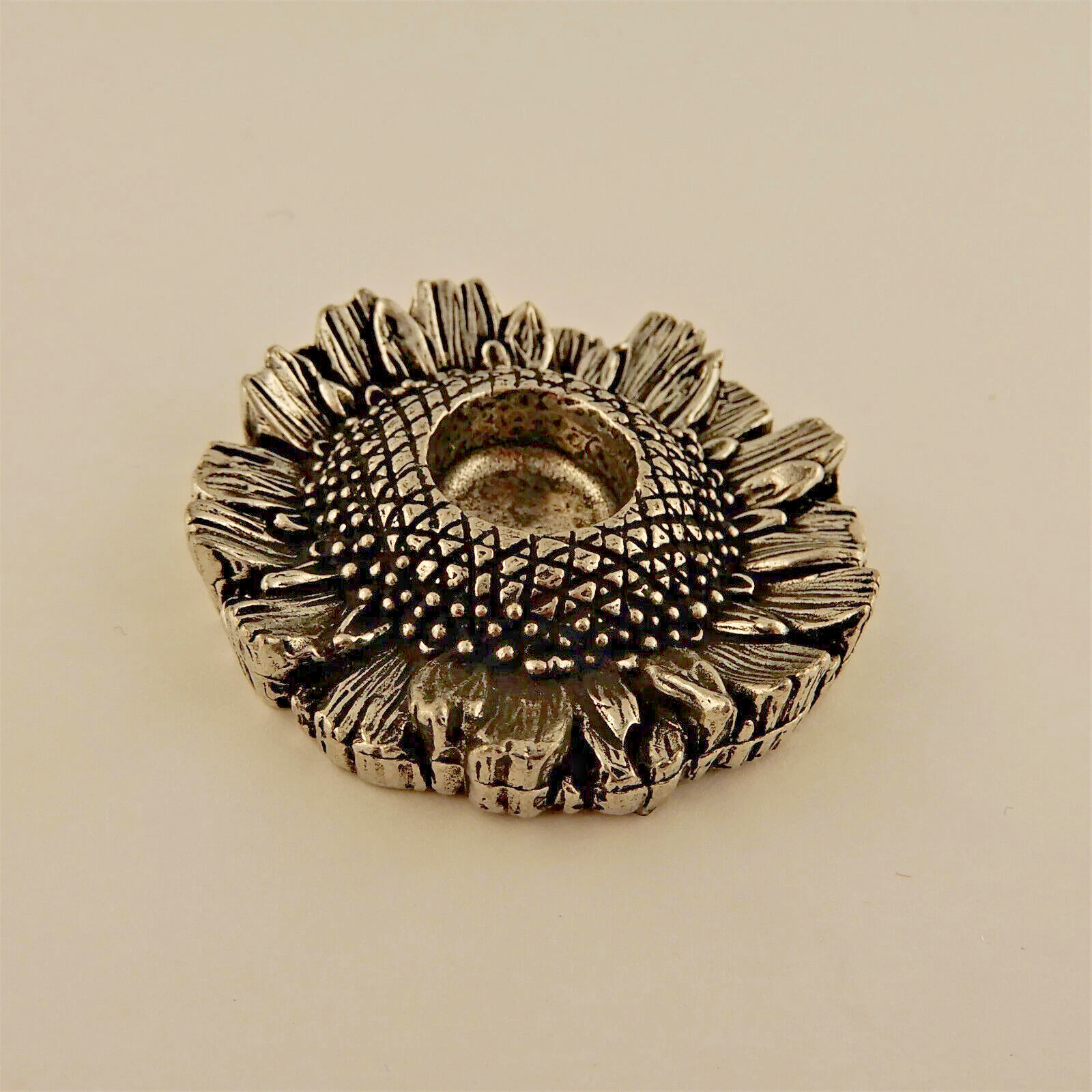 Mini Pewter Sunflower Pewter Candleholder for chime candles or cone incense