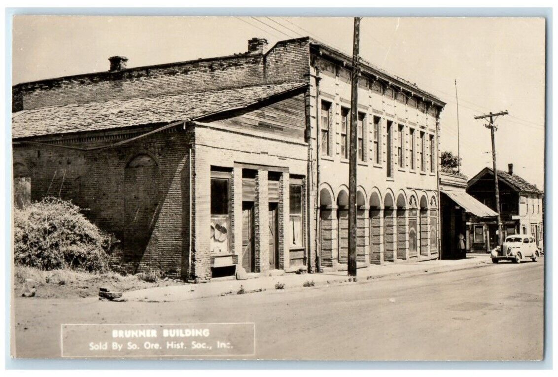 c1950's Brunner Building Historical Society Jacksonville OR RPPC Photo Postcard