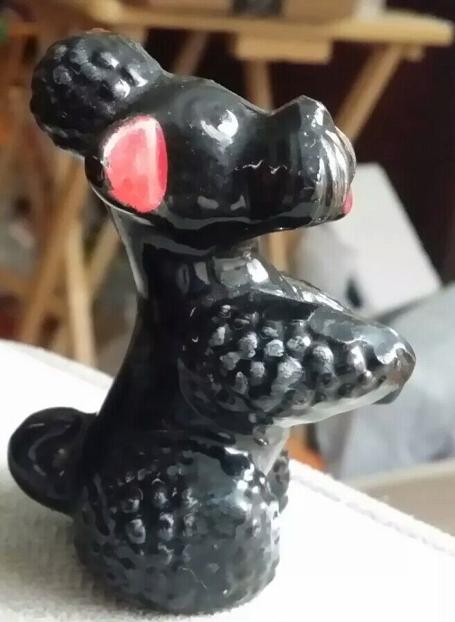 Vintage ceramic BLACK POODLE figurine