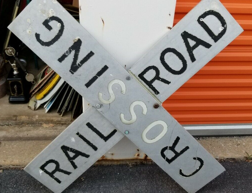 VINTAGE Aluminum Railroad Train Crossing sign 40 x 40