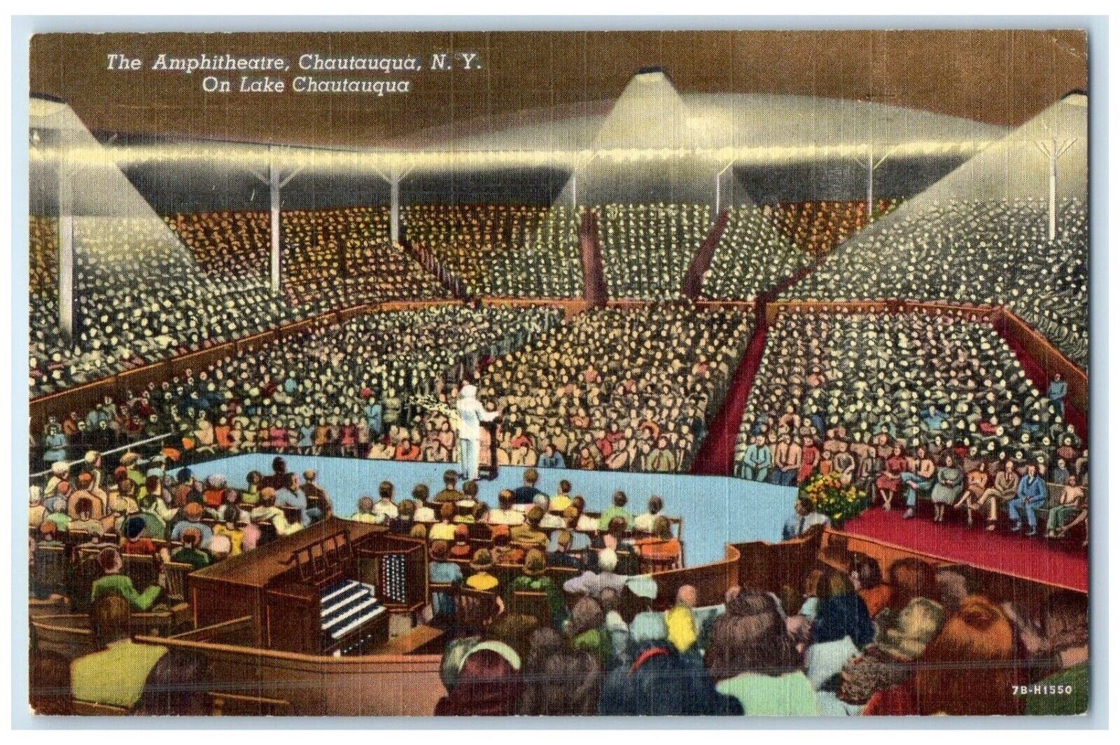 1950 Interior Crowd Amphitheatre Chautauqua New York NY Vintage Antique Postcard