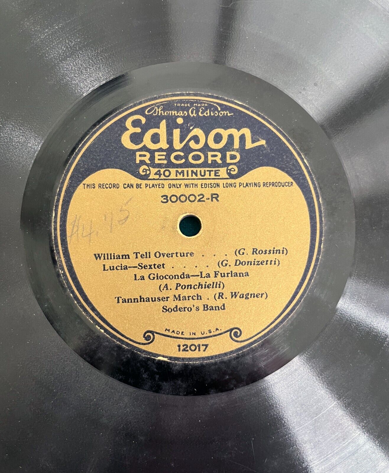 Edison Diamond Disc 40 min Long play, Gold Label 12\