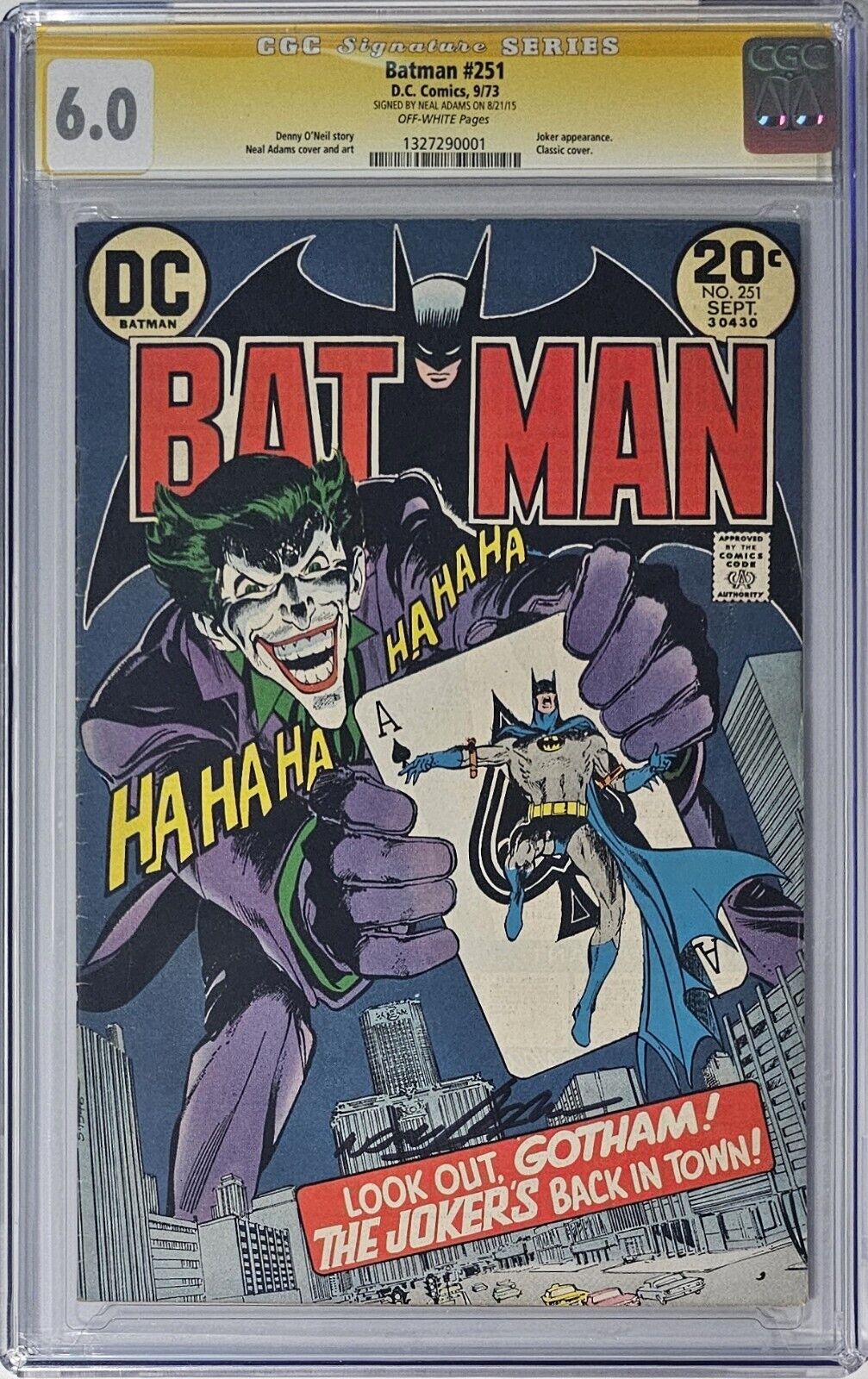 Batman #251 CGC 6.0 D.C. Comics 1973 Signed by Neal Adams Classic Joker Cover