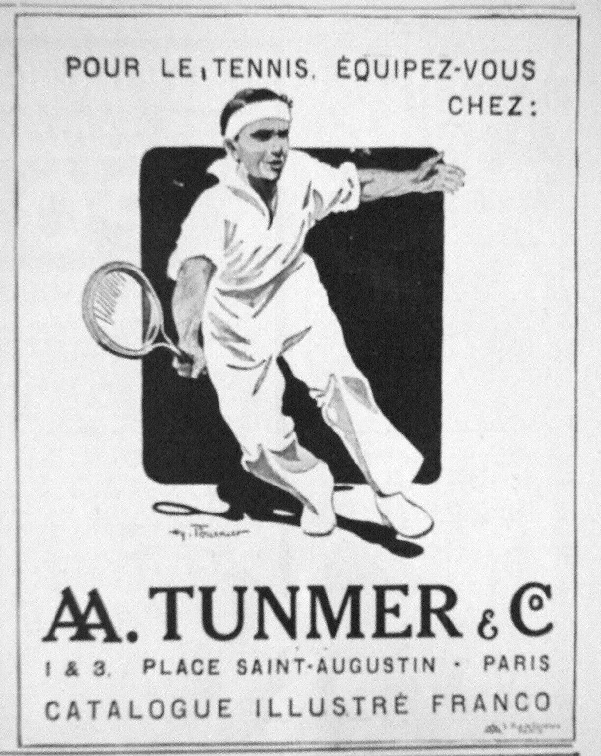 1914 AA.TUNMER & C° PRESS ADVERTISEMENT FOR TENNIS RACKETS & SPORTS