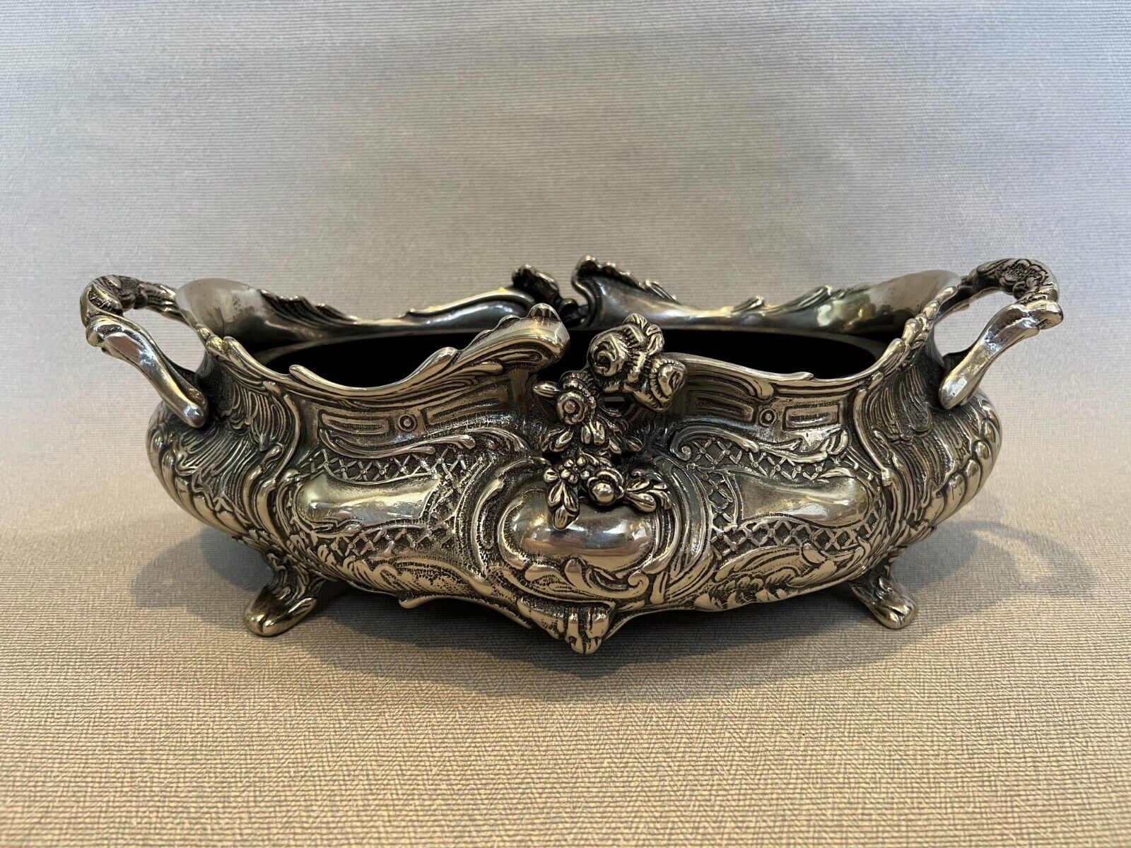 New Silver Plated on Brass Planter, Made in Italy, 16 1/4\