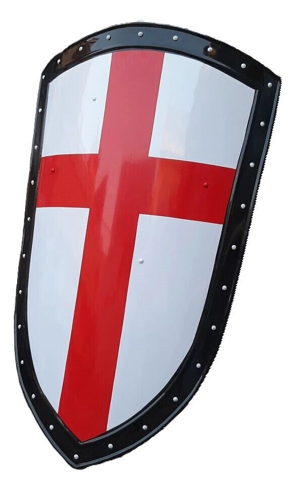 Medieval Mini Battle Warrior Knight Templar Heater Shield Red Cross Crusader