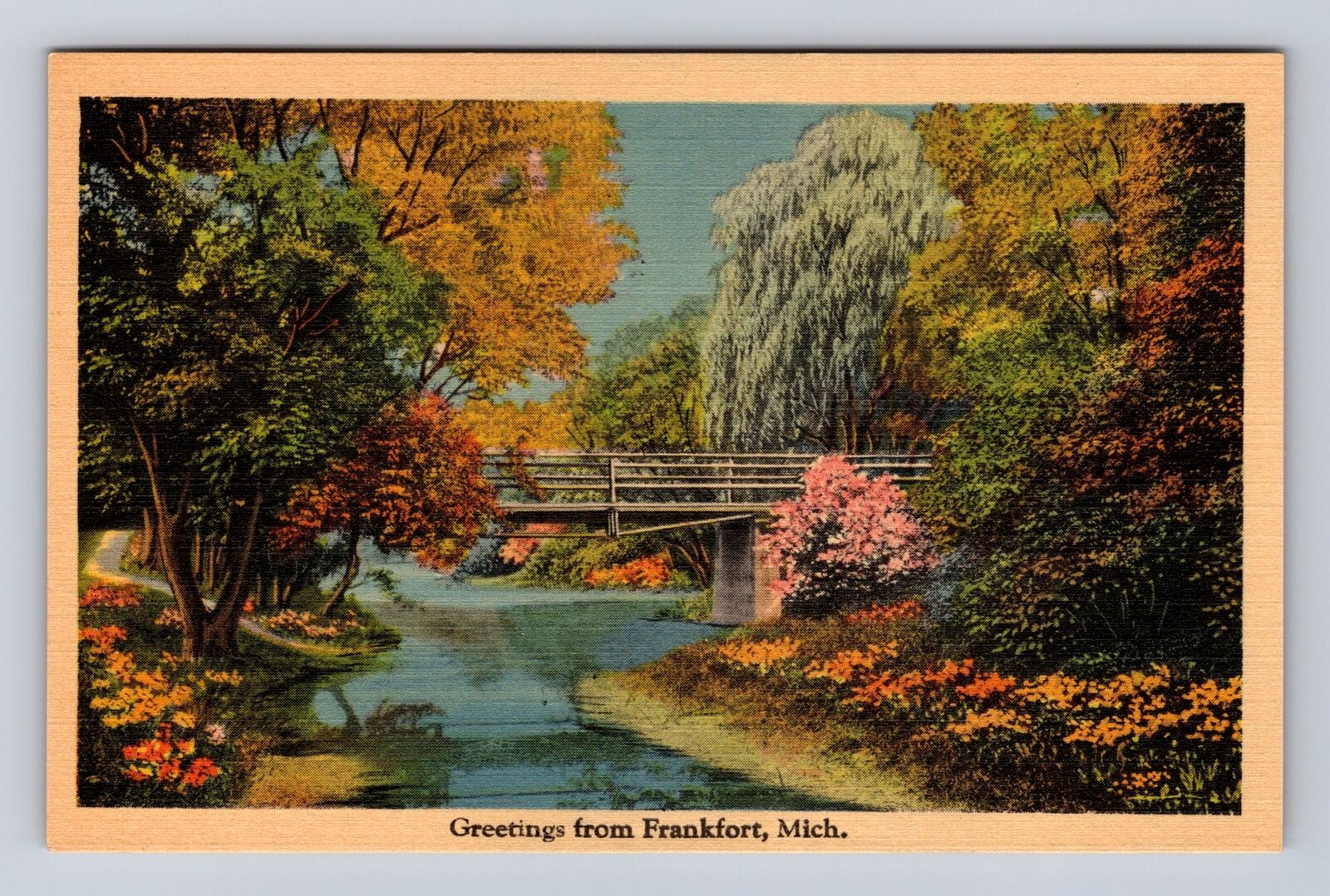 Frankfort MI-Michigan, General Bridge Greetings, Antique, Vintage Postcard