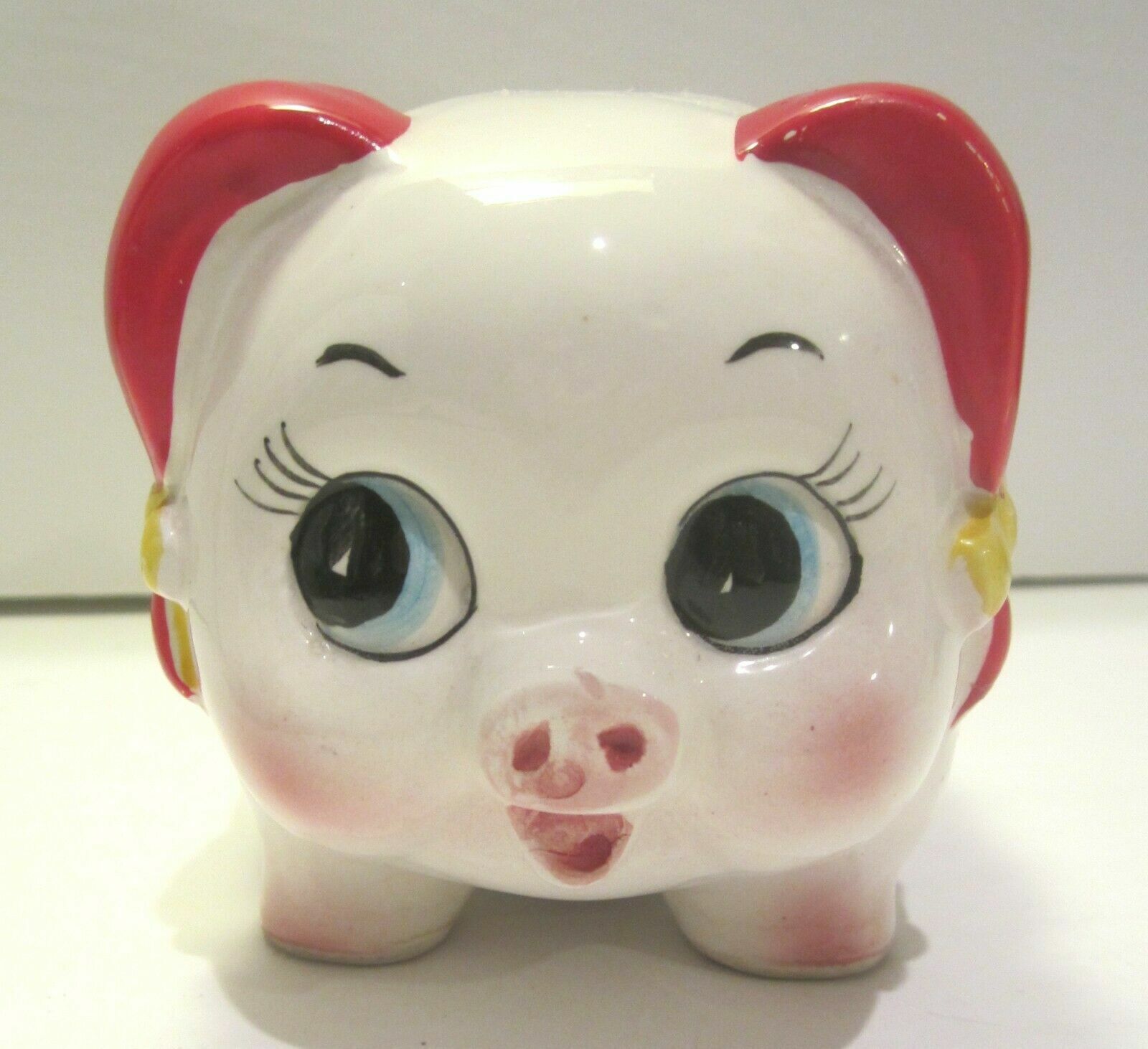 1950\'s GiftCraft Ceramic Pig Piggy Bank Souvenir Canada Maple Leaves Sticker 