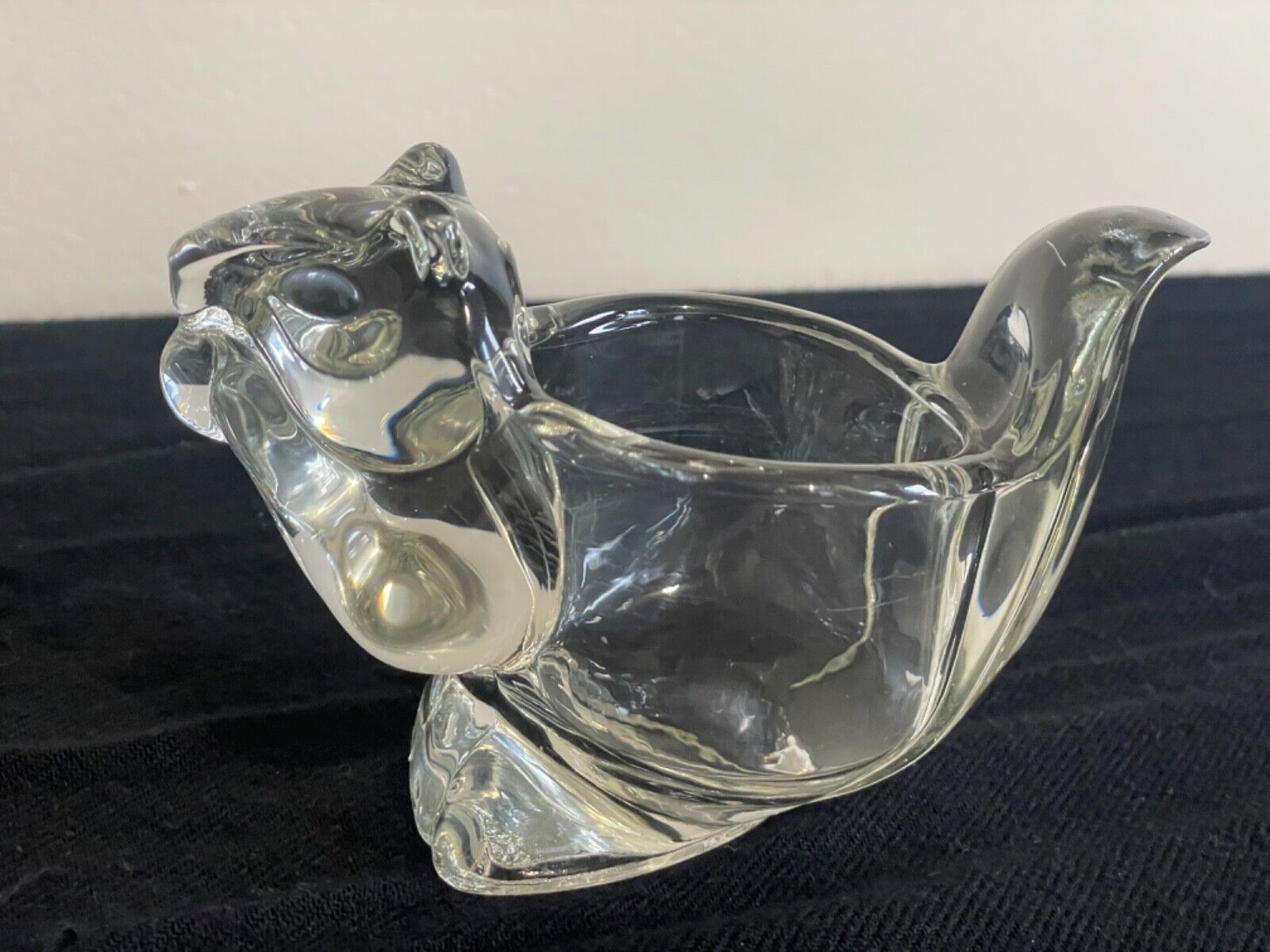Avon Clear Glass Squirrel Candle Holder