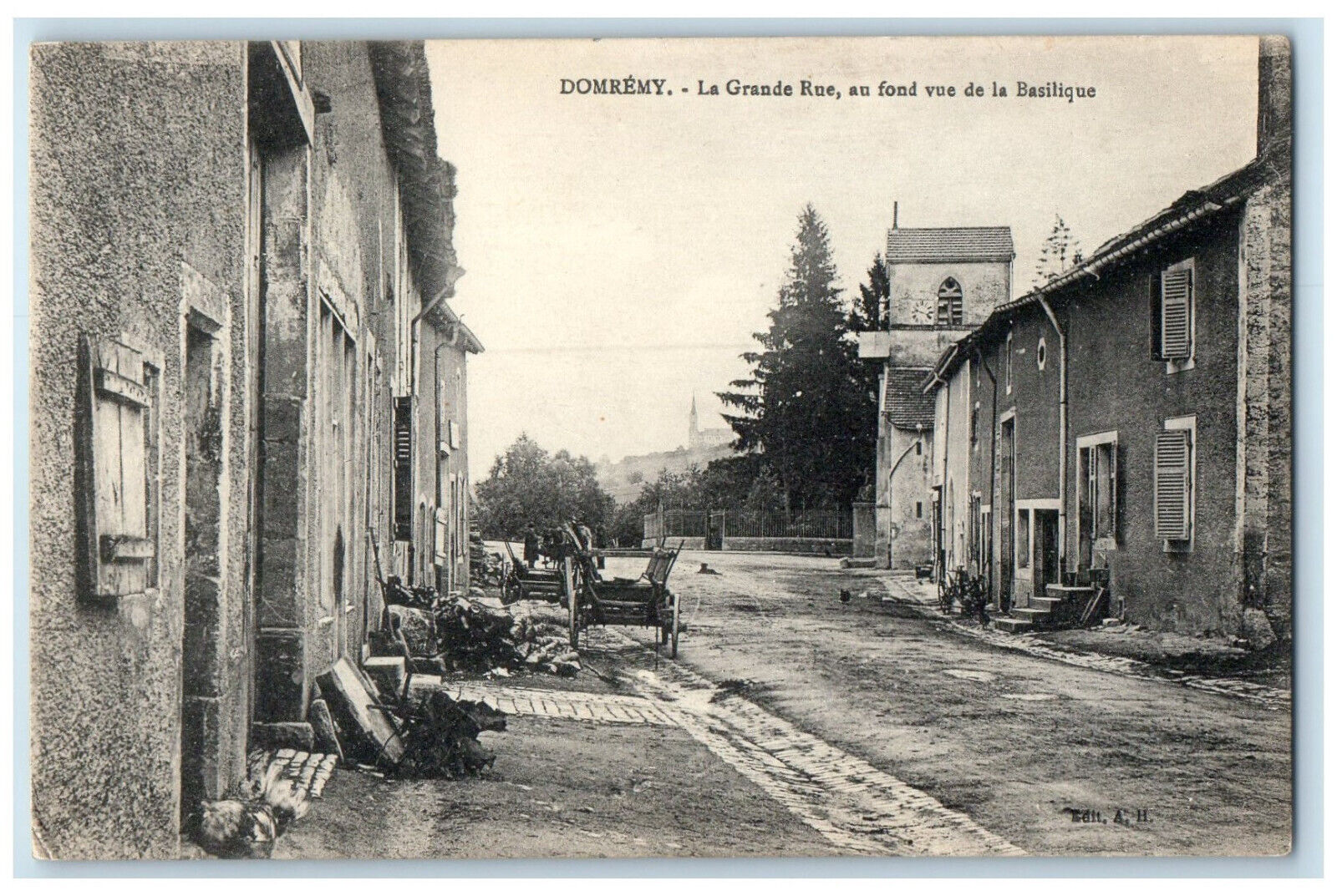 c1910 Main Street in Background Seen from the Domremy Basilica France Postcard