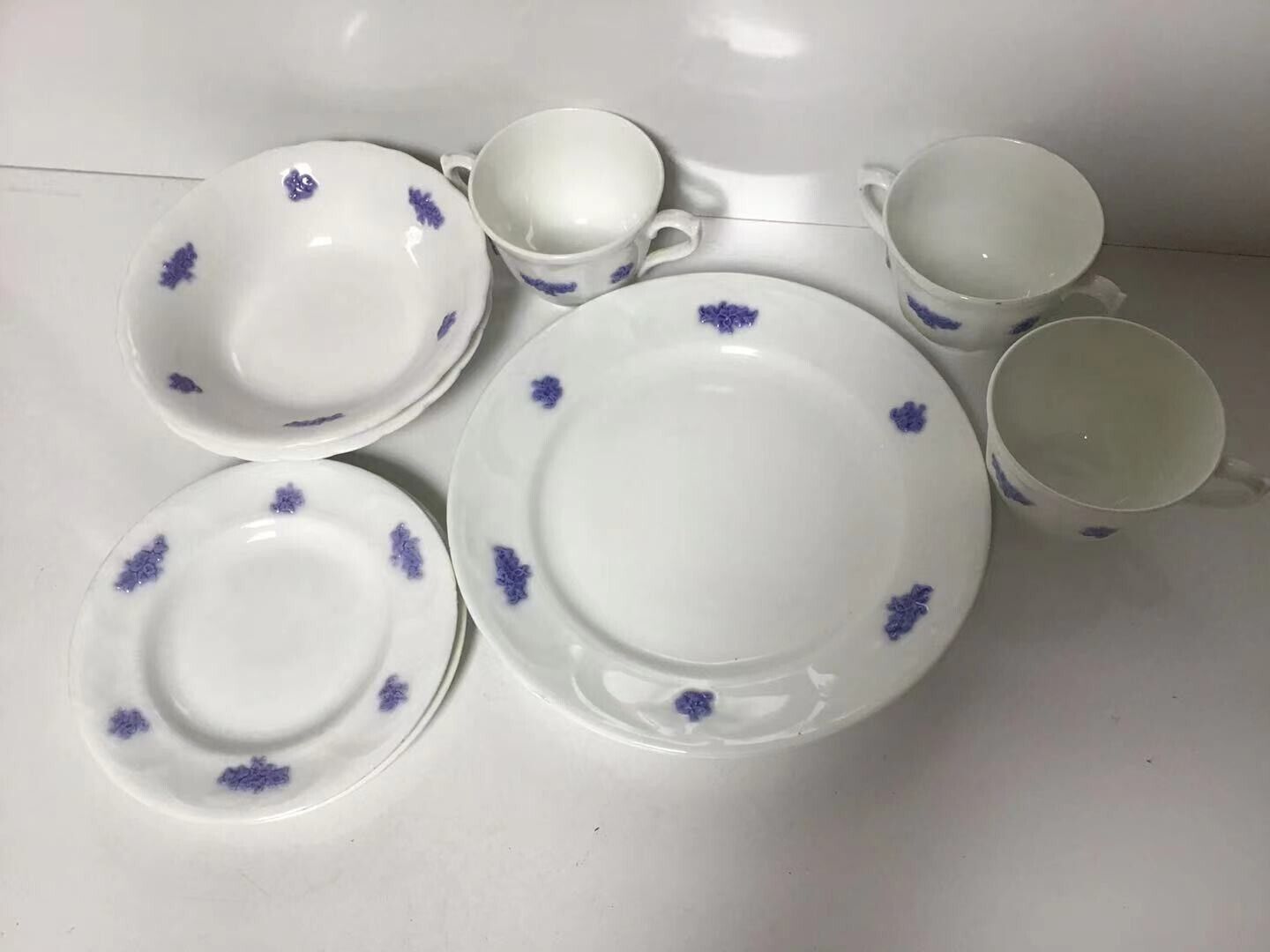 Vintage Floral White Dinner Plates Cups & Bowls