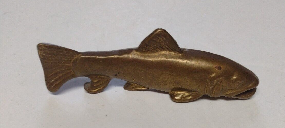 Vintage Riverside Brass SALMON Fish Figurine Paperweight-Made in Canada