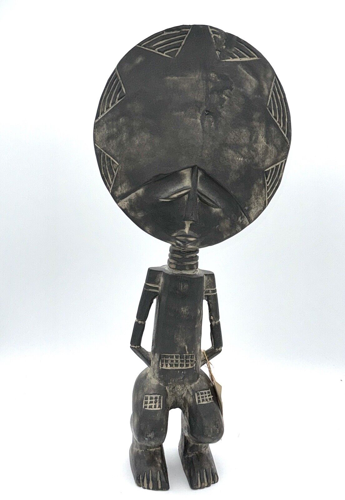 Hand Carved Vintage Wood African Tribal Ashanti Ghana Doll 18” Tribesman Chief