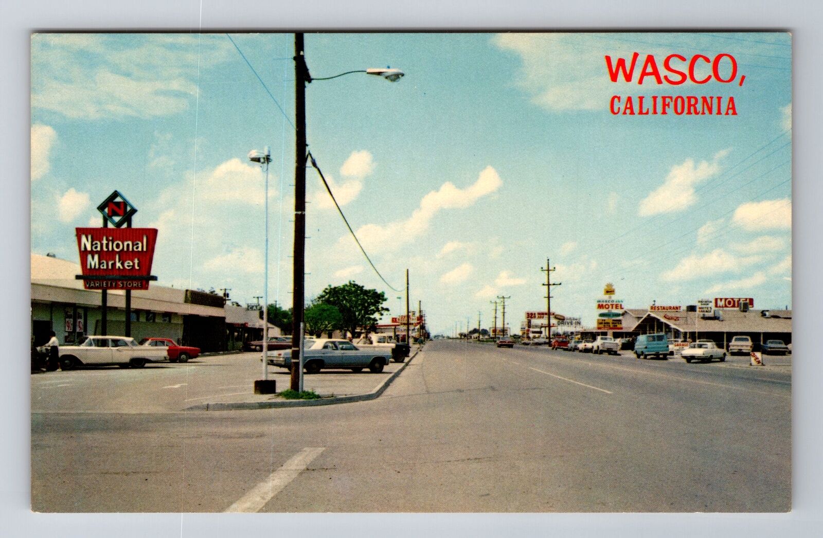 Wasco CA-California, National Market, Antique, Vintage Souvenir Postcard