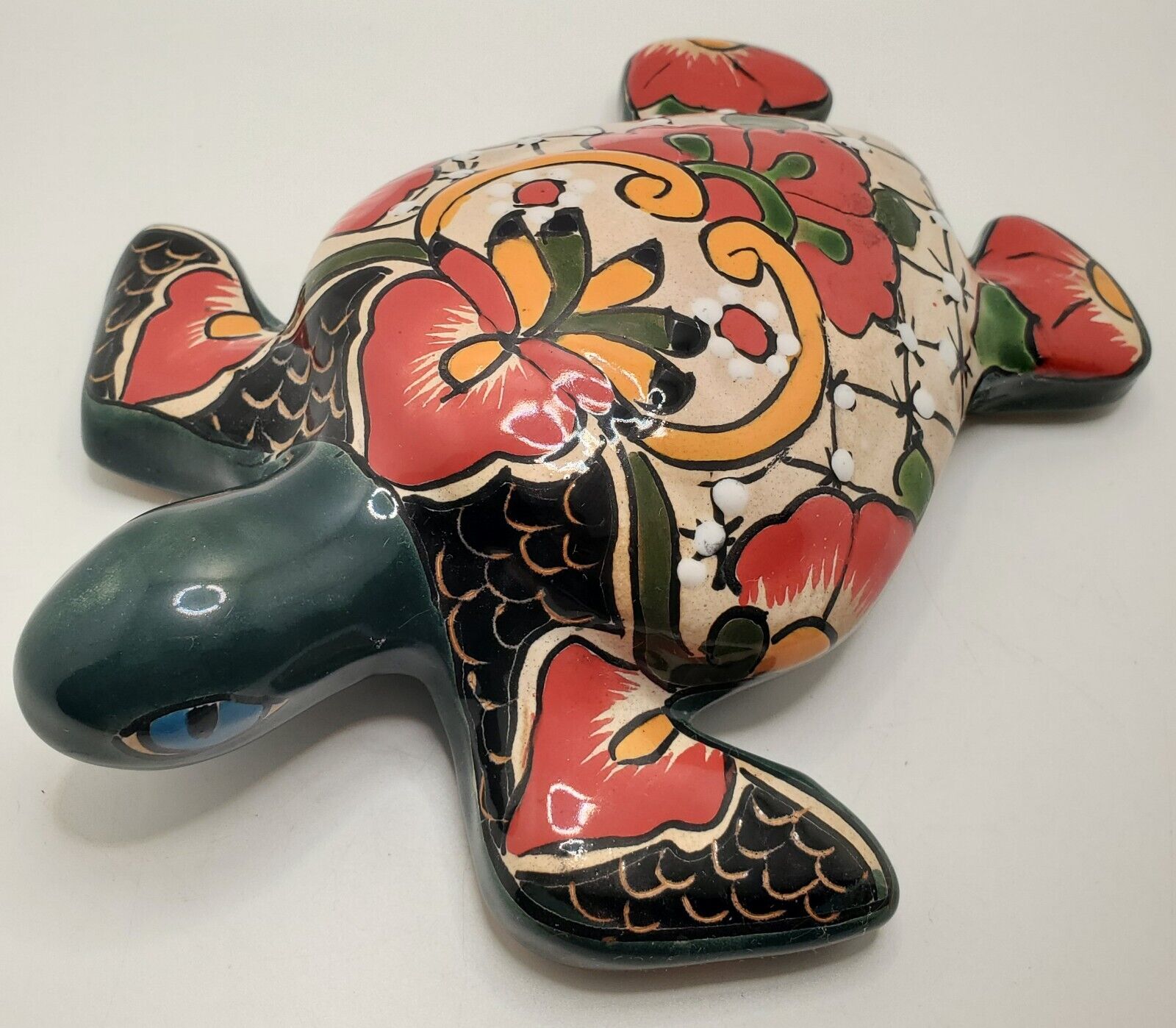 Talavera Pottery Handpainted Turtle Made In Mexico NWT 7x9 Inch