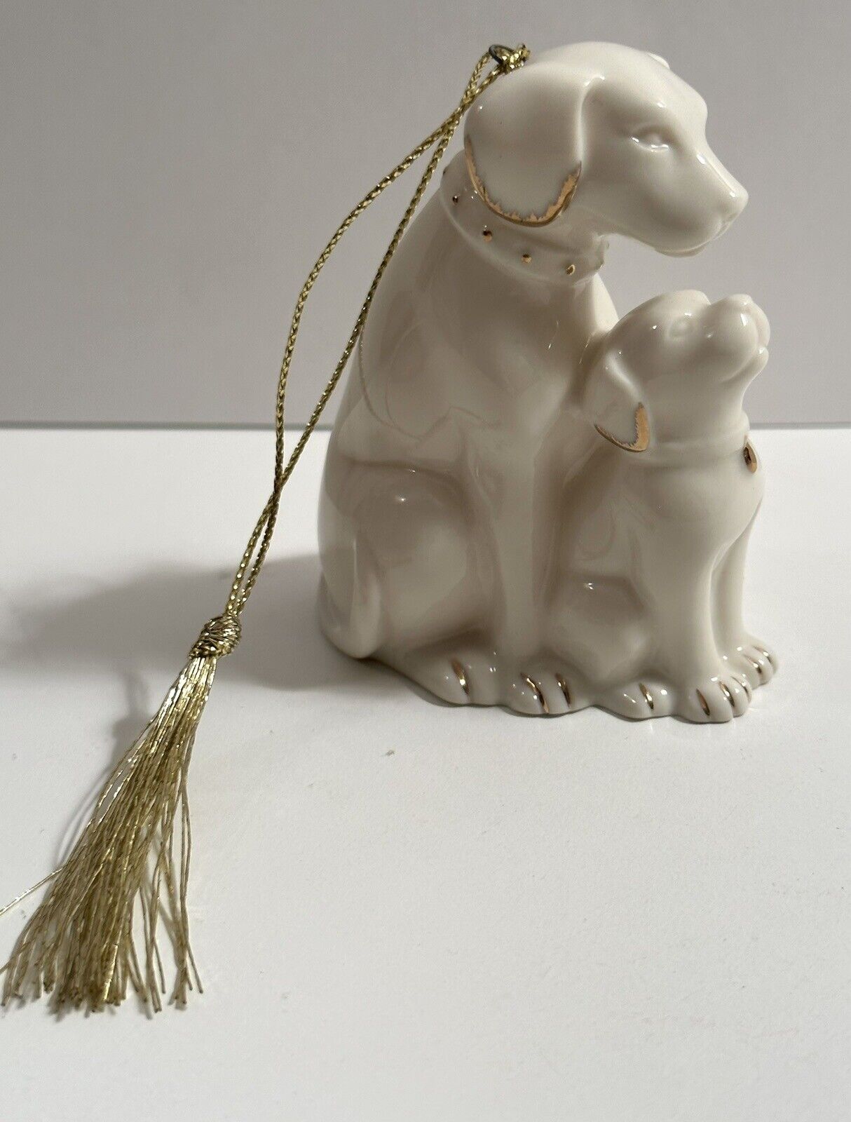 Mikasa Porcelain Gold Trimmed Dog Christmas Ornament White Pets