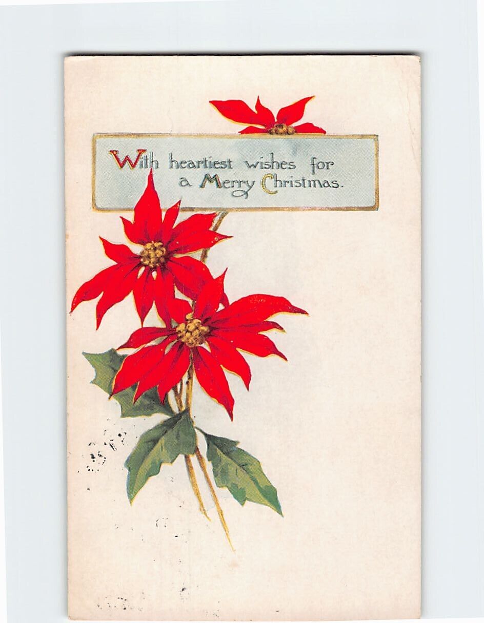 Postcard With Heartiest Wishes for a Merry Christmas Flower Art Print