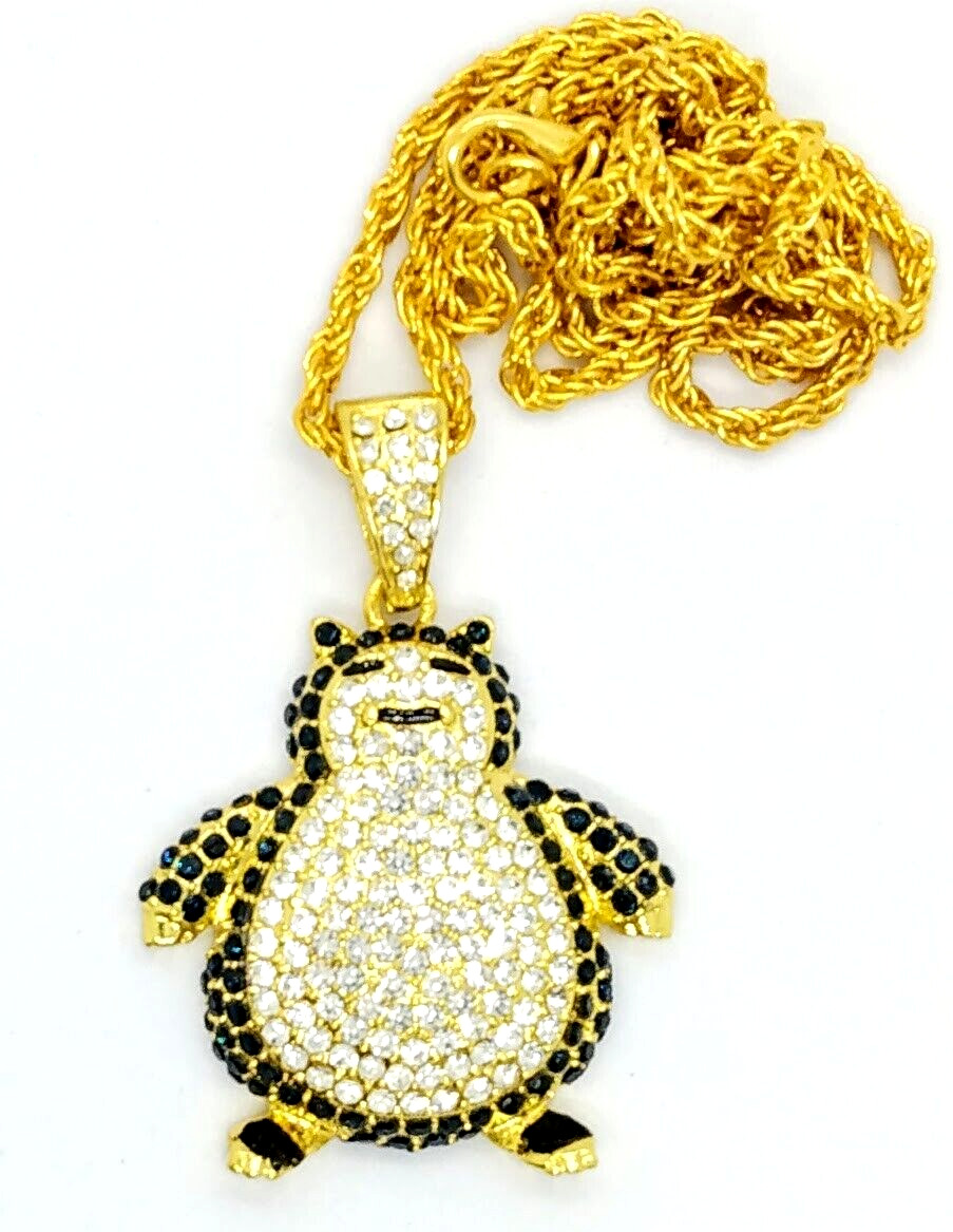 SNORLAX NECKLACE Gold Pokemon Gem Pendant Jewelery & Golden Chain