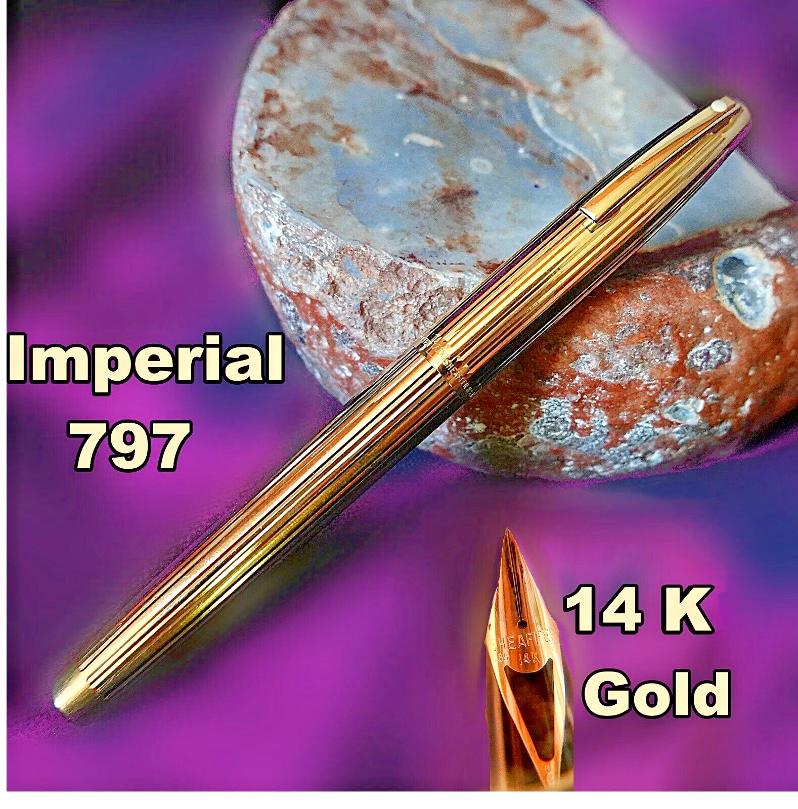 Sheaffer Imperial 797 Fountain Pen 14K Medium Nib 23K Gold Electroplated