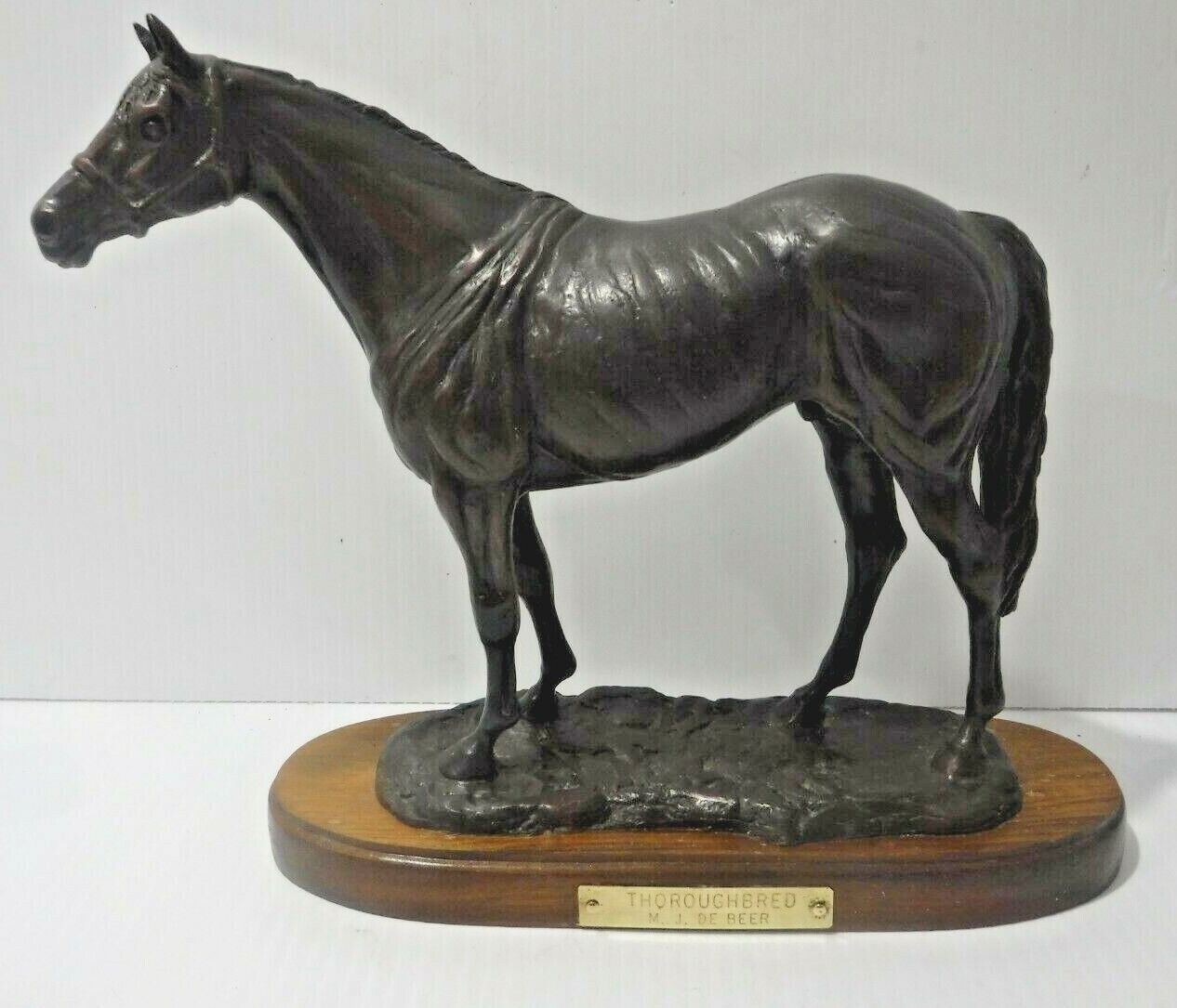 Cheval Bronze Thoroughbred Lost Wax Signed M.R. DeBeer 6.7Lbs. 9 In. X 9 1/2 In.